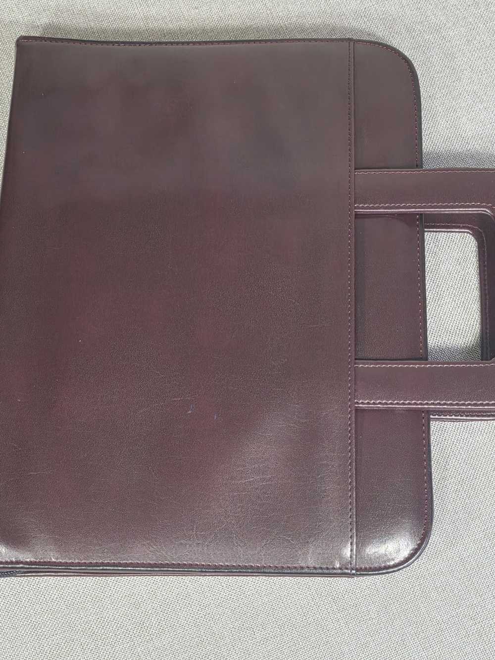Vintage Burgundy Leather Zip Portfolio Organizer